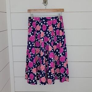 H&R Hearts & Roses size 6 blue pink & white floral swing skirt